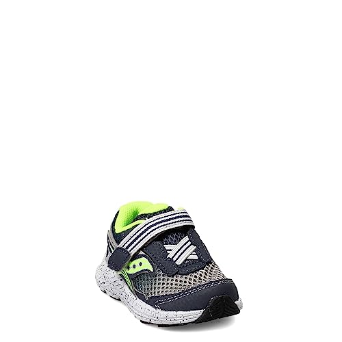 Saucony Kids Boys Ride 10 Jr Running Shoe, Navy/Green, 5.5 XW US