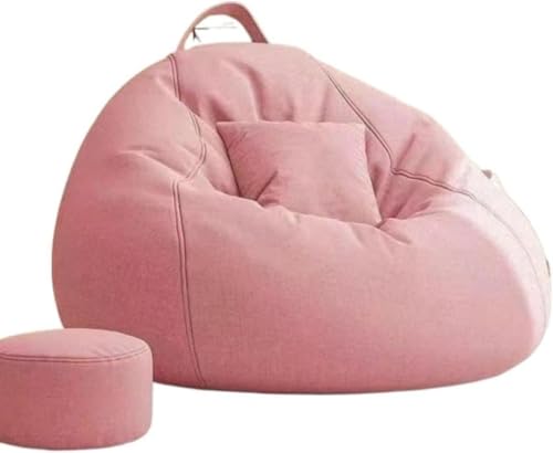 lisBabyビーズクッション ビーズソファー 1人掛け ごろ寝ソファ 特大 一人掛け シートク 足置き付き 柔らかい 軽量 疲労回復 軽量 洗える 取り外し可能 持ち手付き 移動簡単 ポケット リビング 寝室 バルコニー カウチ (ピンク,L 身長170