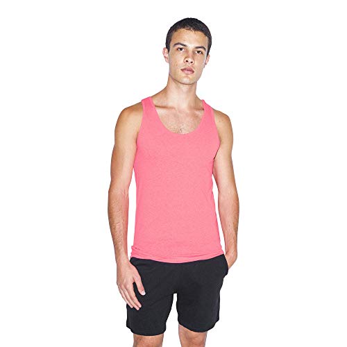 American Apparel Men's 50/50 Sleeveless Tank, Neon Heather Pink, Medium