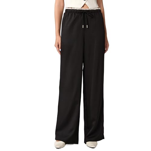 Summer Fashion lace lace Romantic Casual Straight Leg Pants Thigh Pants with Pockets Elastic Waistband Yoga Office Sports3