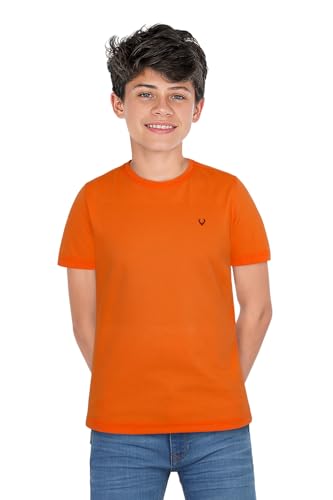 Image of Allen Solly Boys' Crew Neck T-Shirt | Stag Logo | Cotton | Regular Fit | Everyday Kids Casual Wear