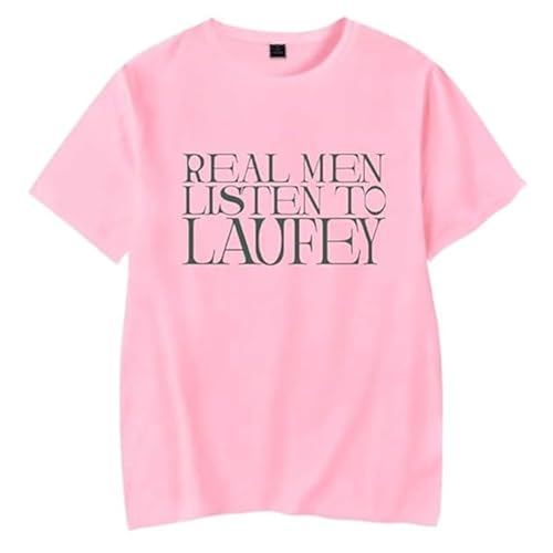OUHZNUX Laufey Real Men Listen To Tour Merch Camiseta T-Shirt para Hombre Y Mujer 2D Moda Impreso Manga Corta Retro Hip Hop Top Verano Loose Top Streetwear Cosplay Ropa XXS-4XL-Black||XXS
