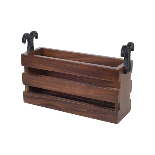 Image of AAKRITI ART CREATIONS Floral Art Wooden Magazine Holder | Hand-Painted & Teak |Storage Decoration For Hall | Magazine Holder For Bedroom, Living Room, and Entryway