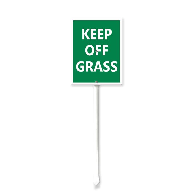 Ymaotrade Keep Off Grass Signs for Yard with Stake, Sturdy Aluminum Sign Rust Free, Green and White Lawn Puppy Sign Decoration for Yard Garden Lawn Outdoor 17.5×22cm
