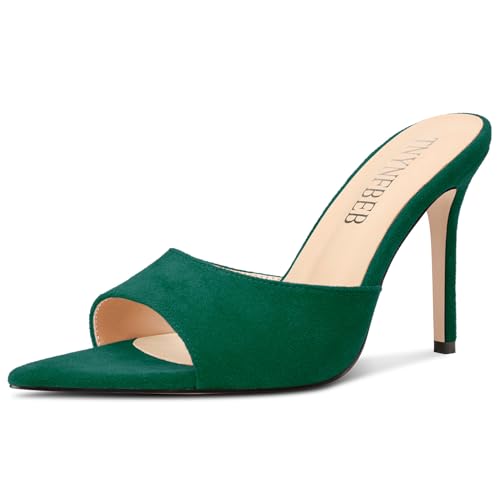 Image of TNYNFBEB Womens Stiletto High Heel Pointed Open Toe Sandals Mules Shoes Slingback Slip-on Prom Party Dress Summer 3.9 Inches Heels