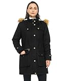 WenVen Women's Winter Windproof Padded Thermal Parka Jacket (Black, M)