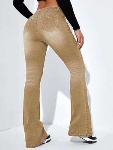 Image of Ben Martin Women's High Waist Jeans || Flared Bell Bottom Bootcut Pants || Wide Leg Stretch Denim - Perfect for Travel, Party & Everyday Use - Sizes 26-40 (1)