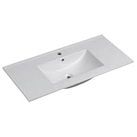 Waschbecken aus Porzellan, rechteckig, 81 cm x 46 cm, mattweißes Finish, aus Steingut