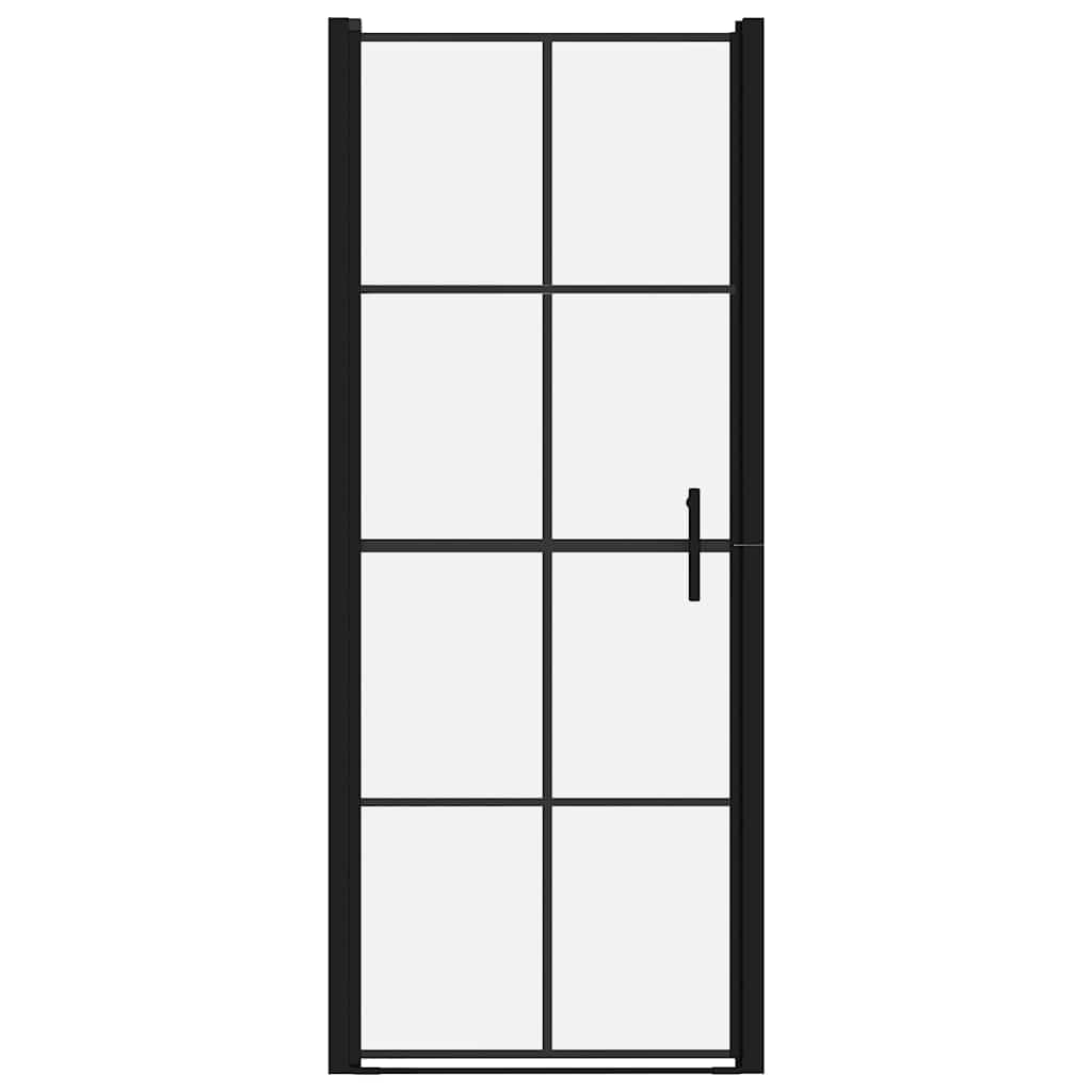 Puerta de ducha de cristal templado 81 x 195 cm negro con perfil ajustable y mango de acero inoxidable para baño moderno, pared de cristal estable, fácil limpieza, incluye material de montaje