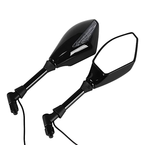 HANSWDEU Ensemble de 2 rétroviseurs avec clignotants LED intégrés pour moto de route, scooter