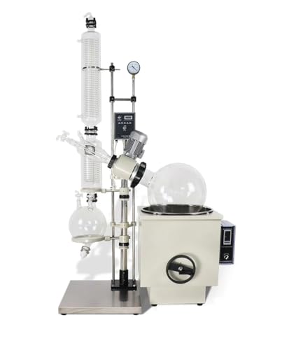 10L Rotary Evaporator 110V Lab Evaporator Rotary with Double Condenser, 0-120rpm Speed,Heating Water/Oil Bath with Intelligent Temperature Control System, Manual Lifting lab Rotavap