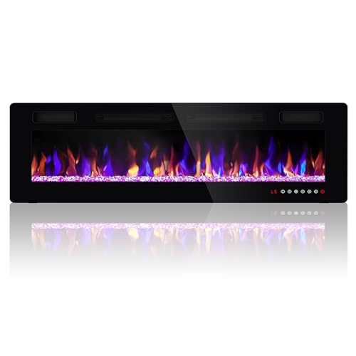 50 Inch Electric Fireplace Wall Mounted/Recessed, Electric Fireplace Insert with