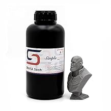 Siraya Tech Simple Water Washable 3D Printer Resin - Low Odor, Easy to Print, High Precision 405nm LCD UV-Curing Aqua Resin - Ideal for 8K Capable LCD, DLP 3D Printers Grey, 1kg