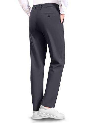 Safort Mens Golf Pants Dress Work Stretch Slim Slacks Classic Fit Comfy Straight Leg Casual Trousers with Pockets3