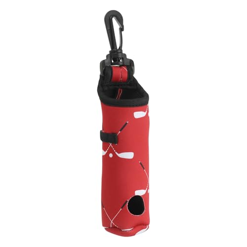 Bolsa de transporte de bola de golfe, bolsa para camiseta de golfe, suporte portátil de neoprene para bola de golfe com clipe para homens e mulheres, vermelho