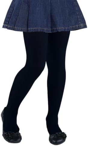 CHUNG Girls Footed Tights Light Weight Stretchy 60D Multi Candy Color Stage Play Costumes, Black, 8-11Years