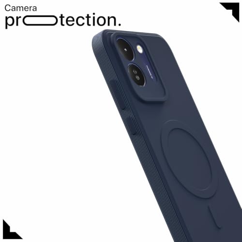 Image of Outlouders Back Cover for Poco M8x 5G | Soft Matte Silicone | Slim Fit | Magnetic-Safe Logo Design (Magnetic-Safe Not Compatible) | Shockproof | Camera Protection Bumper Case (Blue)