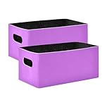 Heliotrope Foldable Basket Rectangle Storage Bin Decorative Organizing Baskets for Shelves and Closet, Set of 2