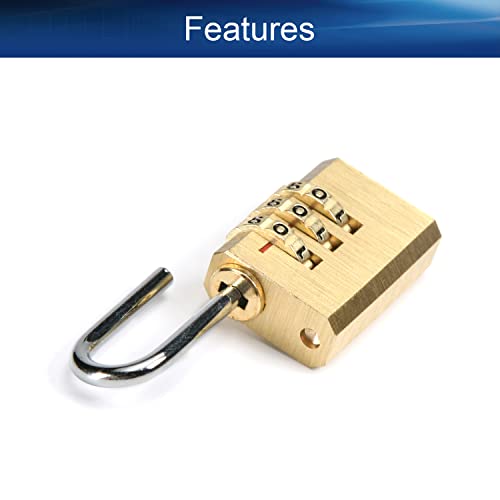 Image of 3 Digit Combination Padlock Solid Brass Padlock Heavy Duty Combination Lock Small 3 Rounds for Indoor and Outdoor Small Safety Luggage 2Pcs
