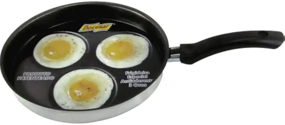 Frigideira Fogão Lenha Antiaderente Teflon para 3 ovos