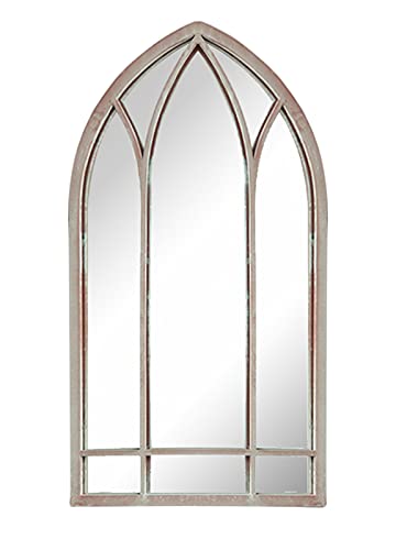 ACXZ Miroir de fenêtre pour décoration Murale, Miroir Mural à Cadre en Fer pour entrée, Chambre, Salon, Miroir Suspendu décoratif Vintage/Miroir de Sol, Gris (48 × 83 × 2 cm) Cover