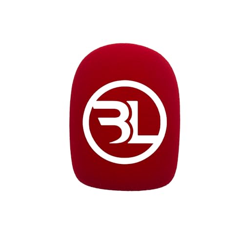 Customized Flocking Handheld Microphone Round Sponge Printing Logo Covers Mic Windscreen Foam Windshield For TV Stations Reporters Interview (Red)