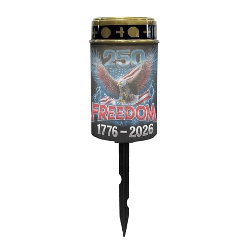 Image of Poceacles Eagle American Flag 1776-2026 Print Solar Lights Outdoor Waterproof Cemetery Solar Outdoor Candle Grave Decoration Votive Candles Blessed Lights for 250th Independence Day Decor