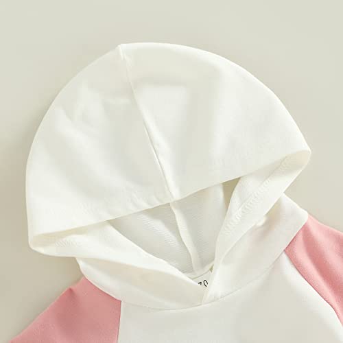 Wongcholce Newborn Baby Boys Girls Sweatshirt Romper Oversized Hoodie Color Block Long Sleeve Pullover Fall Clothes(Pink,6-12 Months) #TOP3