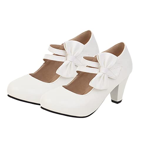 Chaussures Jeanne compensées blanches à talons fermés bout arc et bride cheville