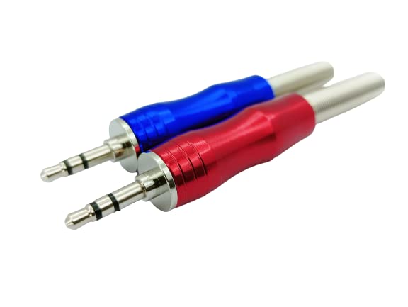 KEBILSHOP 3.5mm 4-Pole TRS Male Or 3.5mm 3 Pole Metal Earphone Soldering Jack Audio Male Plug Stereo DIY Plug Earphone AUX Pin (2 PACK-HEAVY METAL)