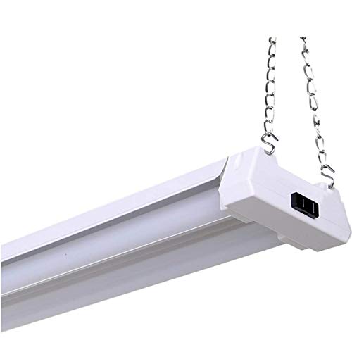 HARRRRD LED 4ft Utility Shop Light-40W, 5000K, Linkable, Frosted Lens, 4100LM, Replaces 4 Foot Fluorescent, Garage Shoplight Ceiling Fixture, Pull Cord Chain, Plug in