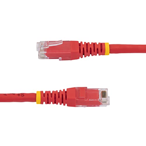 Image of StarTech 10ft CAT6 Ethernet Cable - Red CAT 6 Gigabit Ethernet Wire -250Mhz 100W PoE RJ45 UTP Molded Network Patch Cord with Strain Relief (C6PATCH10RD)