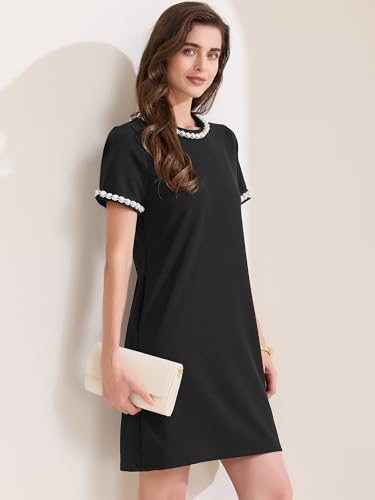 Image of Allegra K Women's Summer Short Sleeve Dress Crew Neck Solid Loose Casual Short Dresses