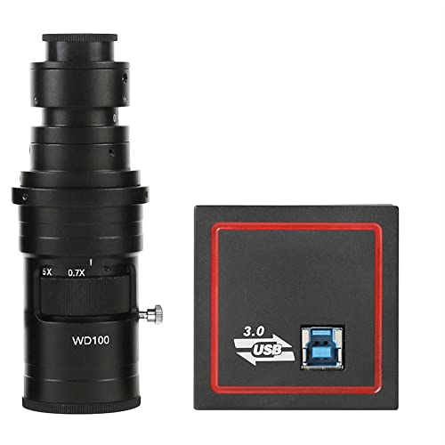 Microscope Accessories Kit 5.0MP USB3.0 Industrial Digital Video Electronic Microscope Camera Zoom C Mount Lens LEd Light for Win 8 Win10 XP for PCB Repair Microscope Slides(with 200x Lens)