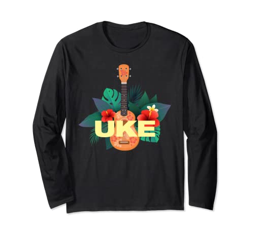 Uke Hawaiian Theme Ukulele Player Tropical Island Fan Manga Larga