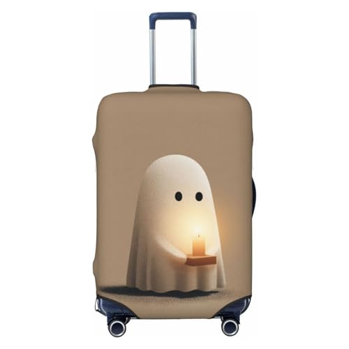 Cute Ghost Holding A Candle Cartoon Elastic Travel Luggage Covers Dustproof Scratch-Resistant Suitcase Protector Fit 22-24 Inch