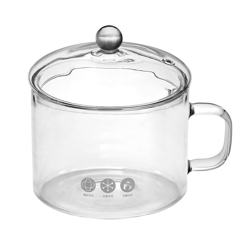 40Oz Cooking Saucepan, Clear Glass Cooking Pot Heat Resistant Stovetop Pot, Multi-Function Stew Pot for Home Kitchen Restaurant