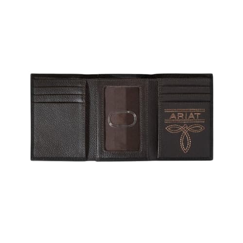 ARIAT Men's Genuine Leather Mexico Flag Embroidery Trifold Wallet2