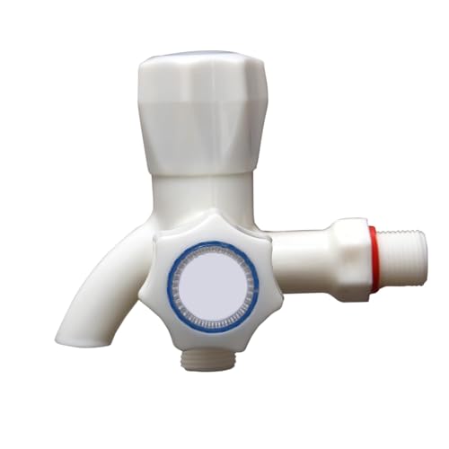 Image of M.R DIY PVC Two Way Bib Cock Tap, Wall Mounted for Kitchen /Bathroom, White, Virgin ABS Plastic Material, Pack of 1, Polished