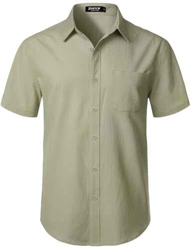 Image of JEMITOP Mens Stretch Wrinkle Free Texture Shirts