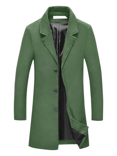 Image of Lars Amadeus Men's Trench Coat Notch Lapel Single Breasted Classic Long Pea Coats Overcoat