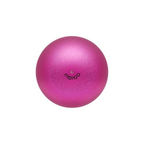 DRUNA Pelota de Gimnasia Rítmica de Metalizada + Glitter de PVC 19 cm 400 gr, Aparto de Gimnasia, Pelota de Ejercicio Rosa