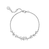 Orologio da polso in metallo da donna MultiValue Sliver Bracelets for Women Shiny Wisteria Flower Charm Bracelet with Jewelry Box Bracelet Regolabile Silver Chain Bracelet Jewerly Orologio da polso