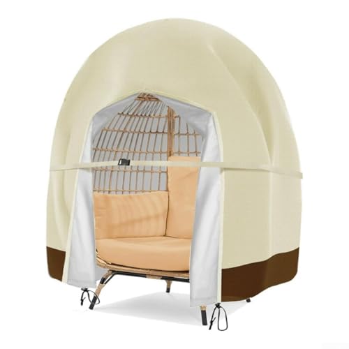 Funda impermeable para sillas dobles de mimbre para huevo, protege contra elementos con fácil mantenimiento (beige)