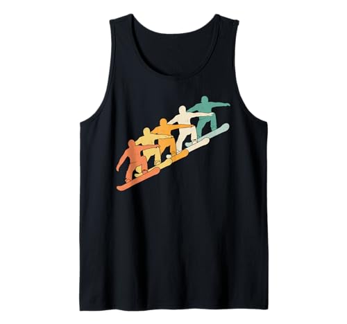 Retro Snowboard Cool Vintage Snowboarder Silueta Camiseta sin Mangas