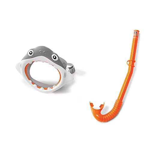 Intex 55944 - Set Snorkel Infantil Diseño Tiburón, Anaranjado, Gris (Gray And Orange)