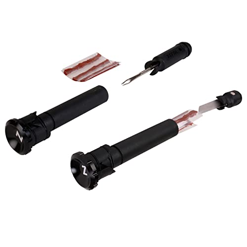 Zéfal Z Bar Plugs Repair Intégré dans Le Cintre VTT-Set de Mèches et Outils-75g-Aluminium Anodisé-Universel & Innovant Kit de réparation Tubeless Vélo Mixte Adulte, Noir, 2 x 50 mm