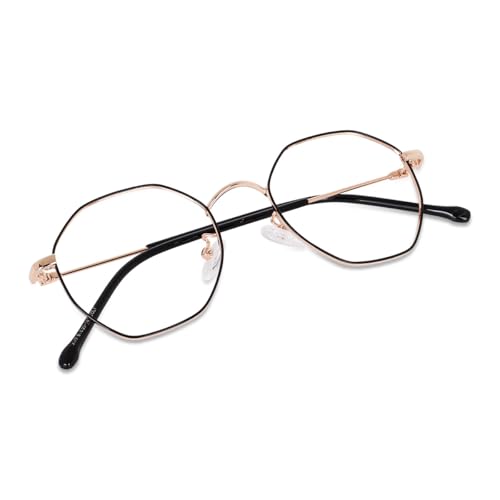 Image of Hexagonal Shape Blue Cut Antiglare Zero Power Computer Eyeglasses For Men And Women | Blue Light Filtering Glasses For Computer And Mobile Use | 100% UV Protection