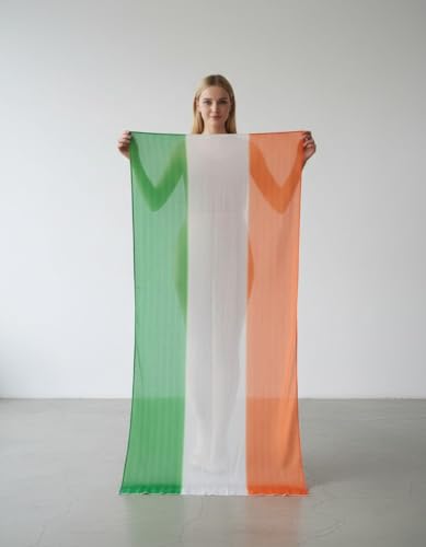 Image of Saffron, White and Green Chunni for Men, Women and Girls, Republic Day, Independence Day, Festivals and Cultural Events