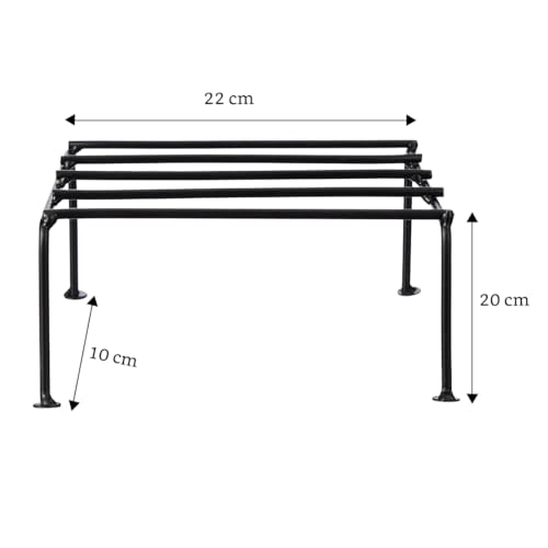 Image of Amazon Brand - Solimo Metal Flower Pot Stand (Black, Set of 4, Square) | Gamla Stand for Home | Plant Stand for Balcony | Premium Stand | Living Room